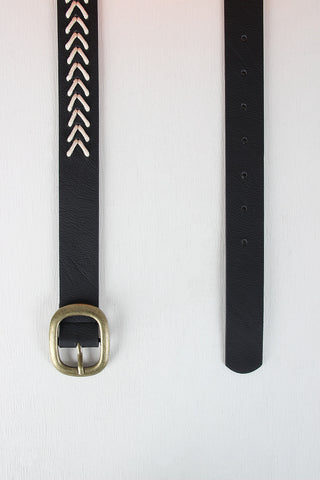 Woven Contrast Vegan Leather Belt