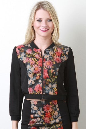 Floral Leatherette Jacket