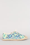 Qupid Tribal Lace Up Espadrille Flat