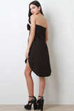 Oversized Bow Tie High Low Tube Dress