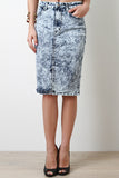 Mineral Wash Midi Denim Skirt