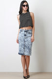 Mineral Wash Midi Denim Skirt