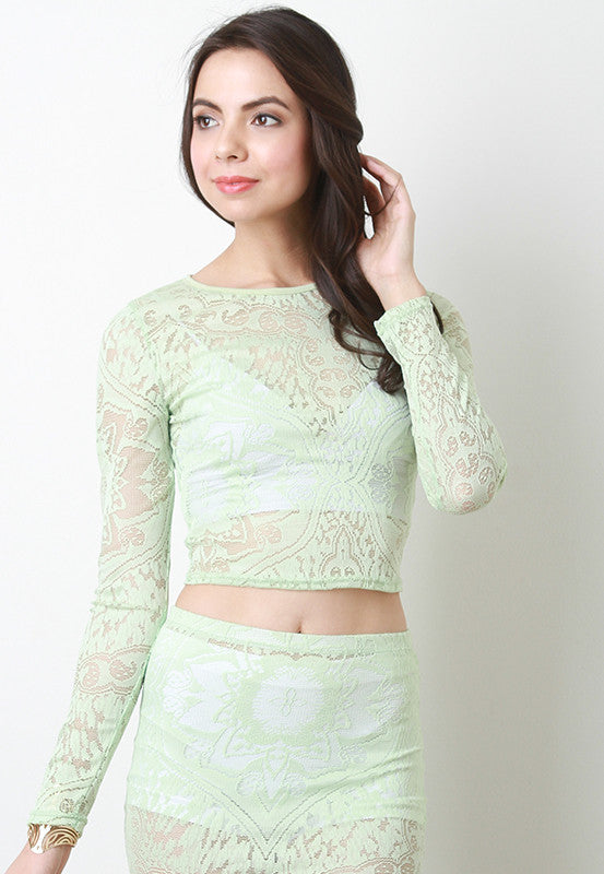 Semi-Sheer Long Sleeve Top