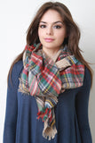 Dusky Multicolor Plaid Square Scarf