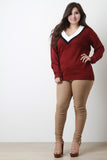 Tri-Tone V-Neck Sweater Top