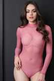 Mock Neck Long Sleeve Mesh Bodysuit