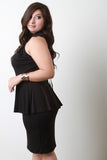 Crochet Neckline Knit Peplum Dress