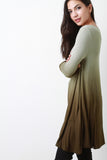 Jersey Knit Dip Dye Scoop Neck Longline Top