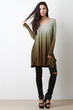Jersey Knit Dip Dye Scoop Neck Longline Top