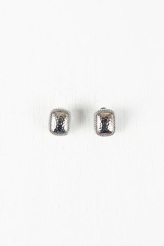 Hammered Rectangular Clip Earrings