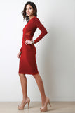 Mesh Panels Long Sleeve Dress