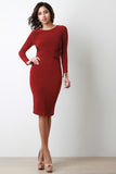Mesh Panels Long Sleeve Dress