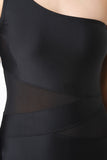 One Shoulder Mesh Panel Swimsuit