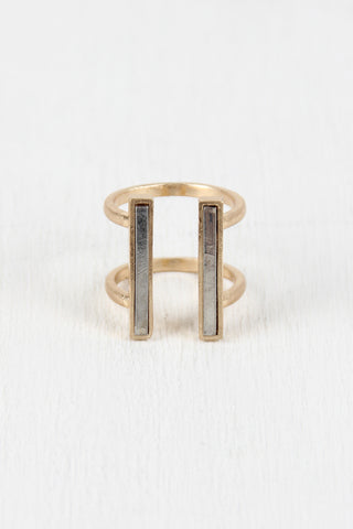 Two Tone Double Bar Ring