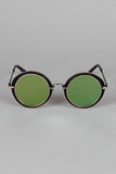 Metallic Trim Round Frame Sunglasses