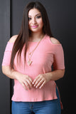 High Low Cold Shoulder Necklace Top