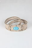 Studded Cracked Turquoise Tapered Belt