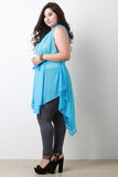 Chiffon Sleeveless Tie Waist Asymmetric Tunic Top