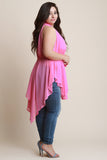 Chiffon Sleeveless Tie Waist Asymmetric Tunic Top