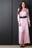 Satin Button Long Sleeve Shirt Dress