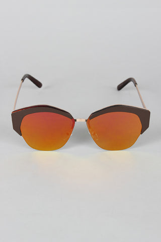 Geometric Semi-Rimless Sunglasses