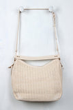 Straw and Vegan Leather Tassel Handbag