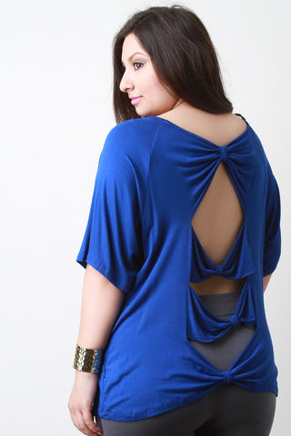 Quadruple Bow Back Short Sleeve Cross Top