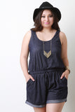 Denim Scoop Neck Sleeveless Romper