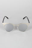 Semi-Rimless Metallic Round Sunglasses