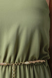 High Neck Cinched Waist Maxi Dress