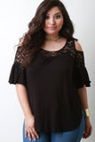 Cold Shoulder Lace Yoke Top