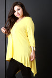 V Neck Quarter Sleeves Sharkbite Top