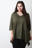 V Neck Quarter Sleeves Sharkbite Top
