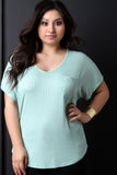 Ribbed Knit V-Neck Pocket Top