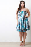 Floral Strapless Sweetheart Fit And Flare Dress