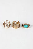 Stone and Cutout Ring Set