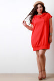Cowl Neck Hoodie Pocketed Shirt Dress