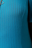 Ribbed Knit Cold Shoulder Midi Dress
