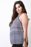 Pleated Neck Printed Flowy Top