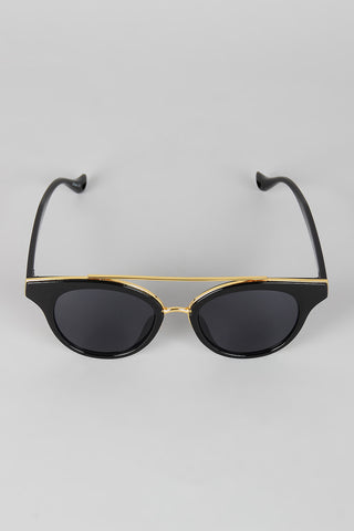 Double Bridge Contrast Cat Eye Sunglasses