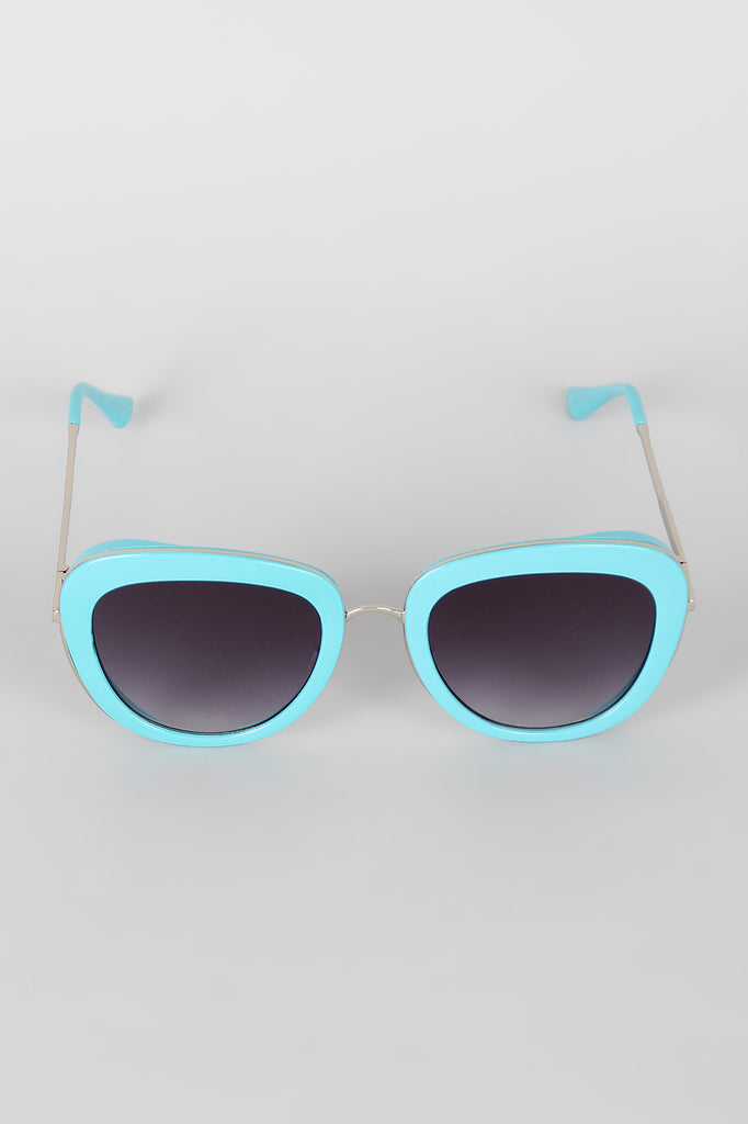 Rectangular Mod Contrast Sunglasses