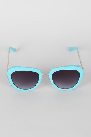 Rectangular Mod Contrast Sunglasses