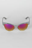 Semi-Rimless Wild Cat Textured Sunglasses