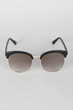 Wide Round Semi-Rimless Sunglasses