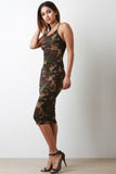 Camouflage Sleeveless Midi Dress