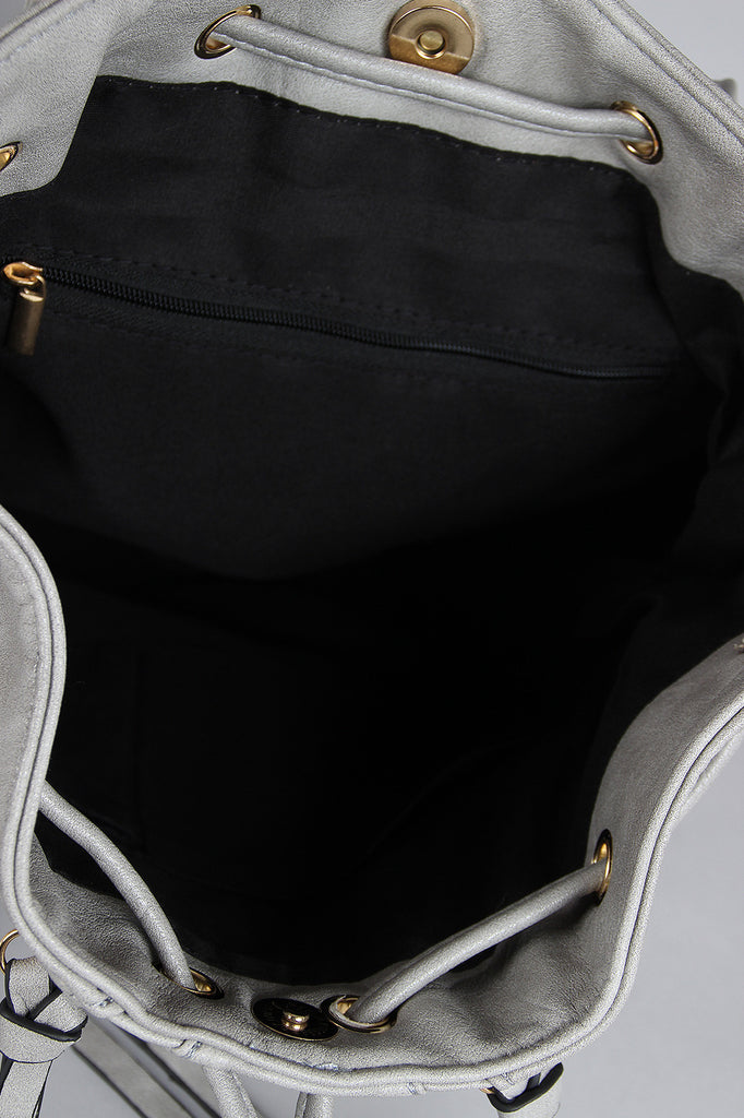 Vegan Leather Drawstring Back Pack