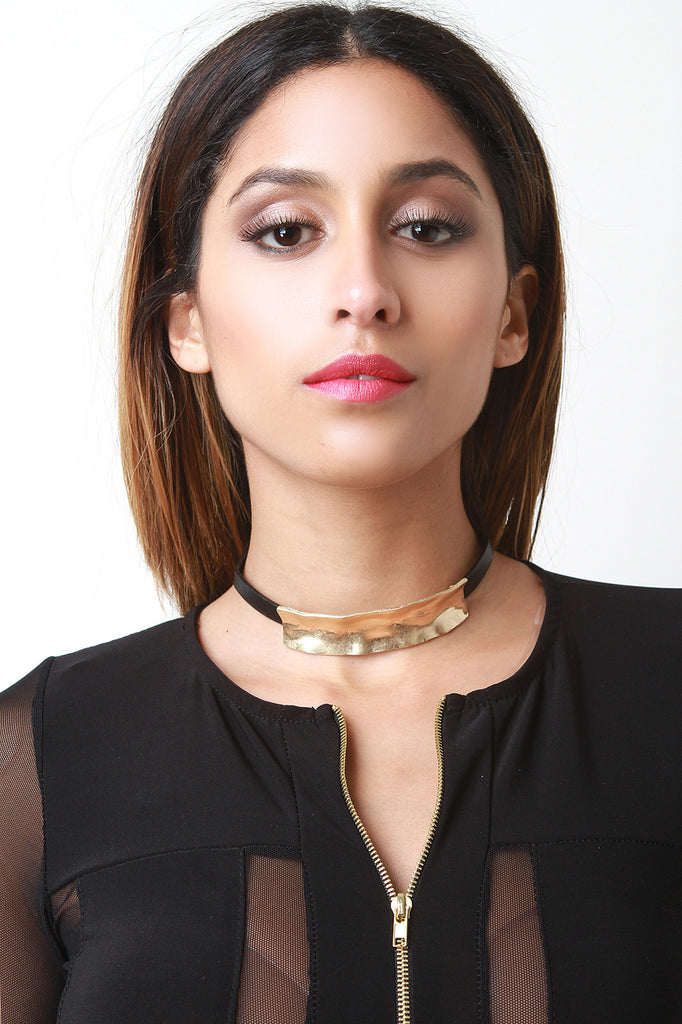 Hammered Metal Choker Necklace