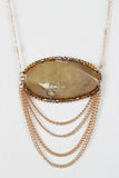 Crystal Bordered Stone Pendant Necklace Set