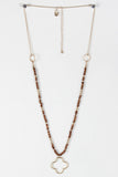 Wood Bead Qua-trefoil Pendant Necklace