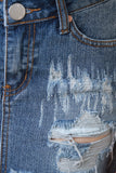 Distressed Denim Mini Skirt